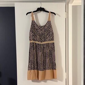 LOFT Black and Tan Chevron Sun Dress